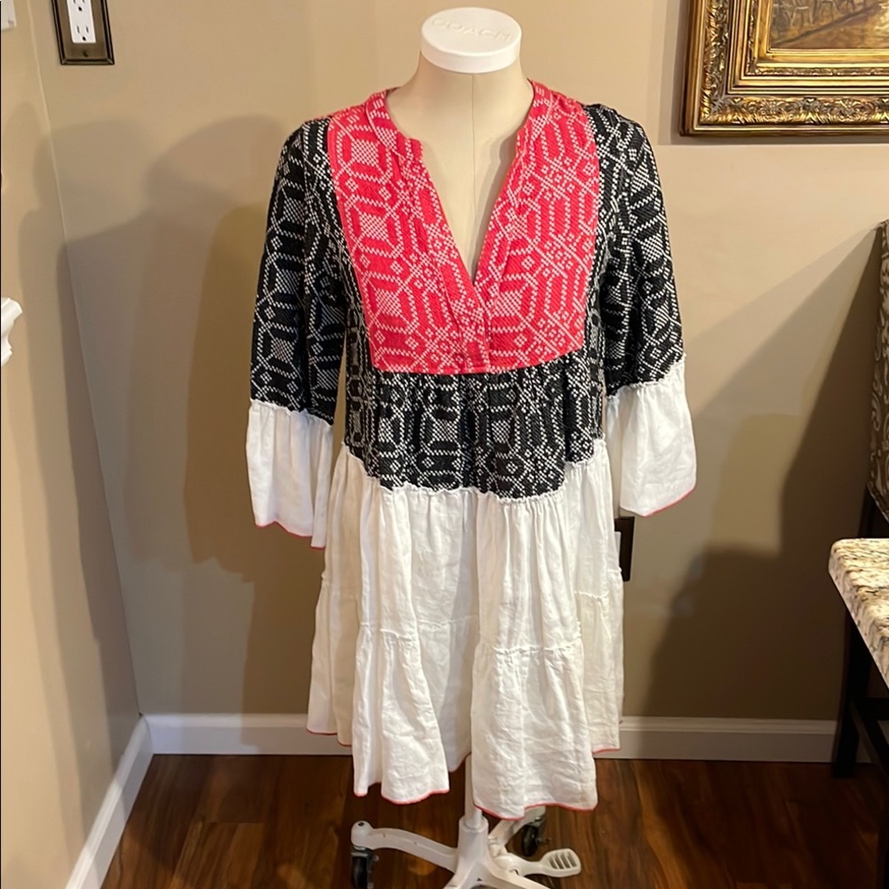 Devotion Twins  Black and White Dress with Red Accents